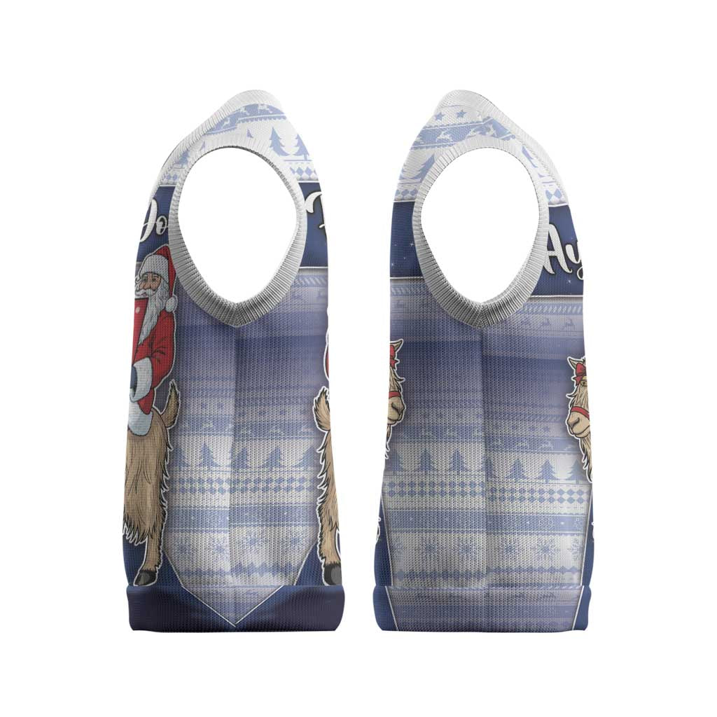 Finland Christmas Knitted V-Neck Vest Joulupukki With Coat Of Arms - Wonder Print Shop