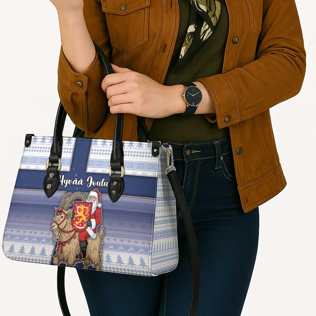 Finland Christmas Leather Bag Joulupukki With Coat Of Arms - Wonder Print Shop