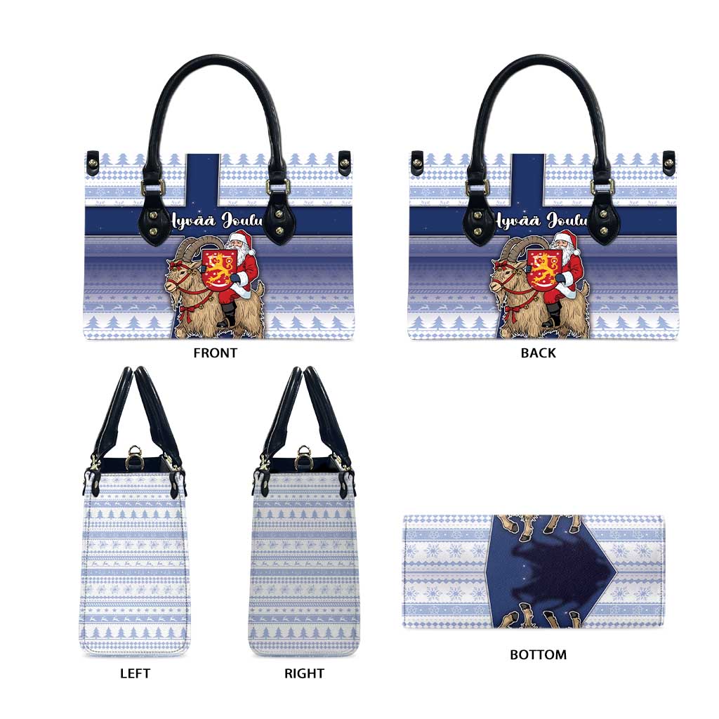 Finland Christmas Leather Bag Joulupukki With Coat Of Arms - Wonder Print Shop