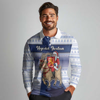 Finland Christmas Long Sleeve Polo Shirt Joulupukki With Coat Of Arms - Wonder Print Shop
