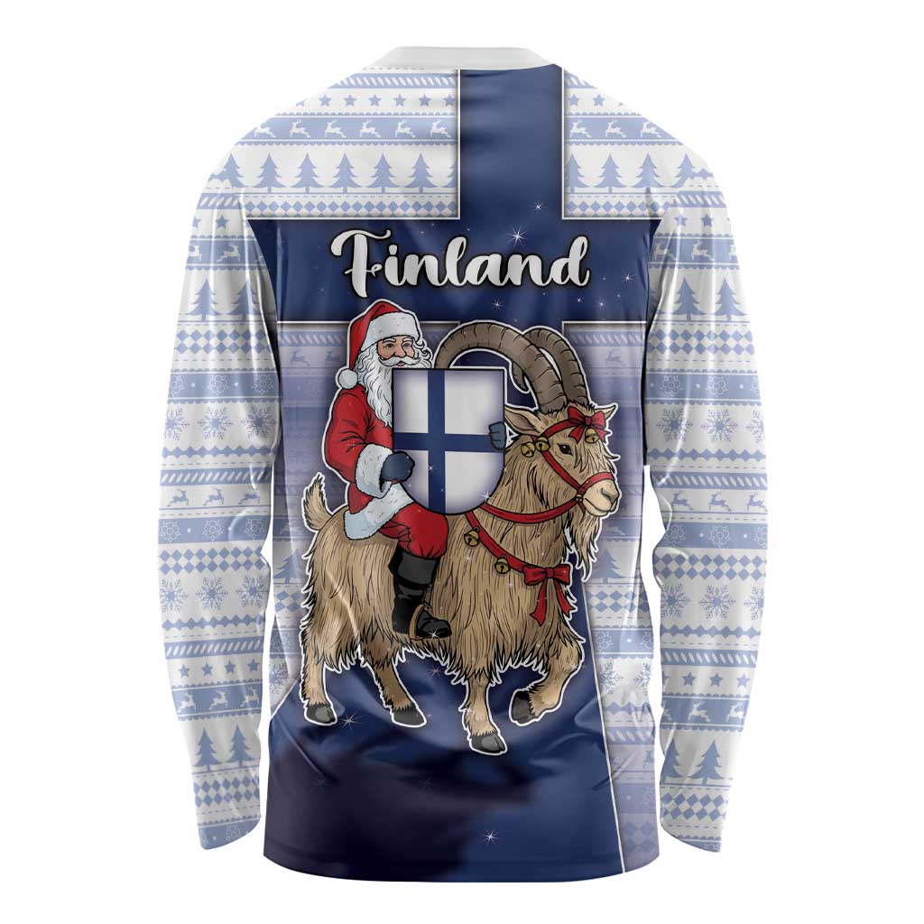 Finland Christmas Long Sleeve Shirt Joulupukki With Coat Of Arms - Wonder Print Shop