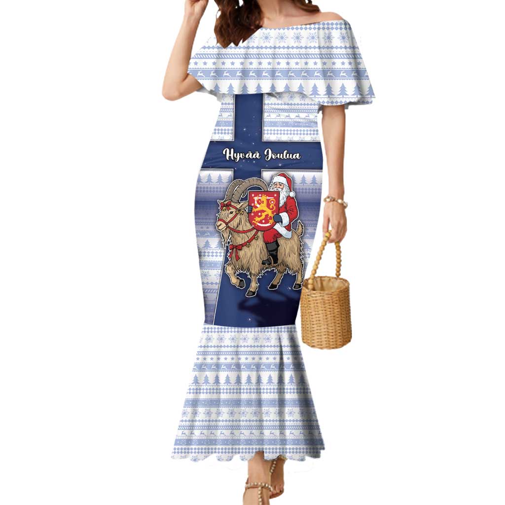 Finland Christmas Mermaid Dress Joulupukki With Coat Of Arms - Wonder Print Shop
