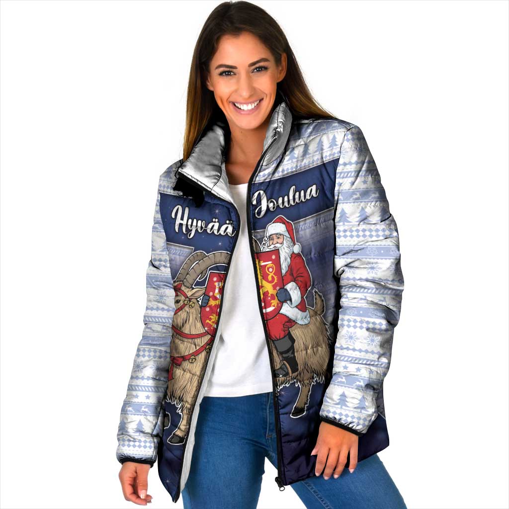 Finland Christmas Padded Jacket Joulupukki With Coat Of Arms - Wonder Print Shop