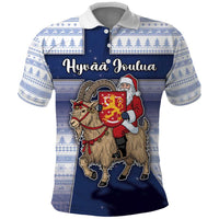 Finland Christmas Polo Shirt Joulupukki With Coat Of Arms - Wonder Print Shop