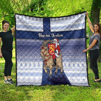 Finland Christmas Quilt Joulupukki With Coat Of Arms - Wonder Print Shop