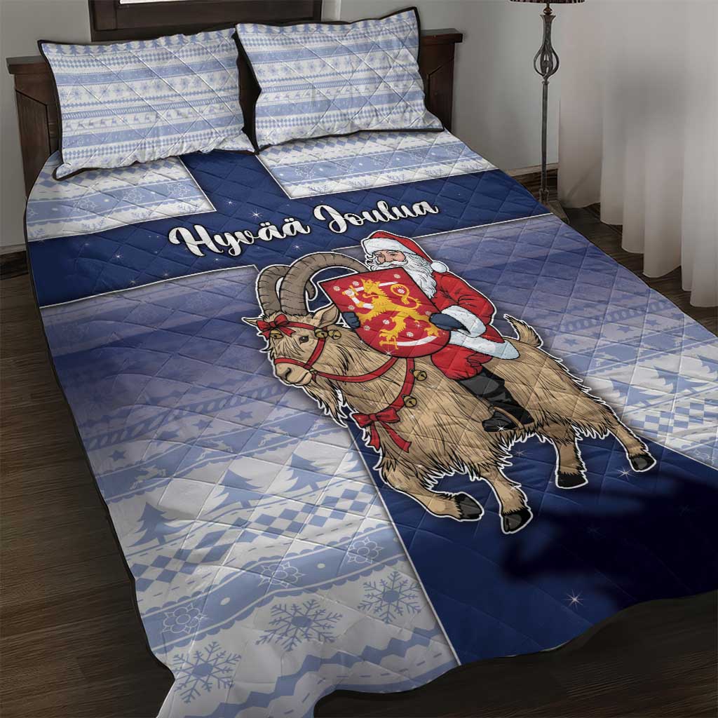 Finland Christmas Quilt Bed Set Joulupukki With Coat Of Arms - Wonder Print Shop