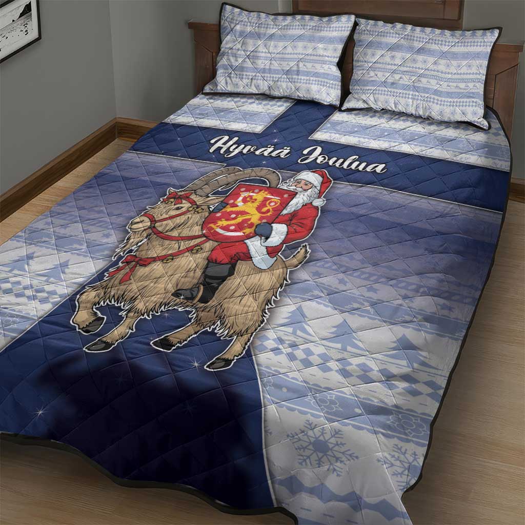 Finland Christmas Quilt Bed Set Joulupukki With Coat Of Arms - Wonder Print Shop