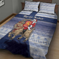 Finland Christmas Quilt Bed Set Joulupukki With Coat Of Arms - Wonder Print Shop