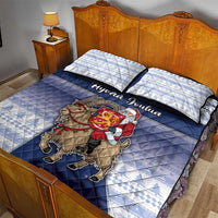 Finland Christmas Quilt Bed Set Joulupukki With Coat Of Arms - Wonder Print Shop