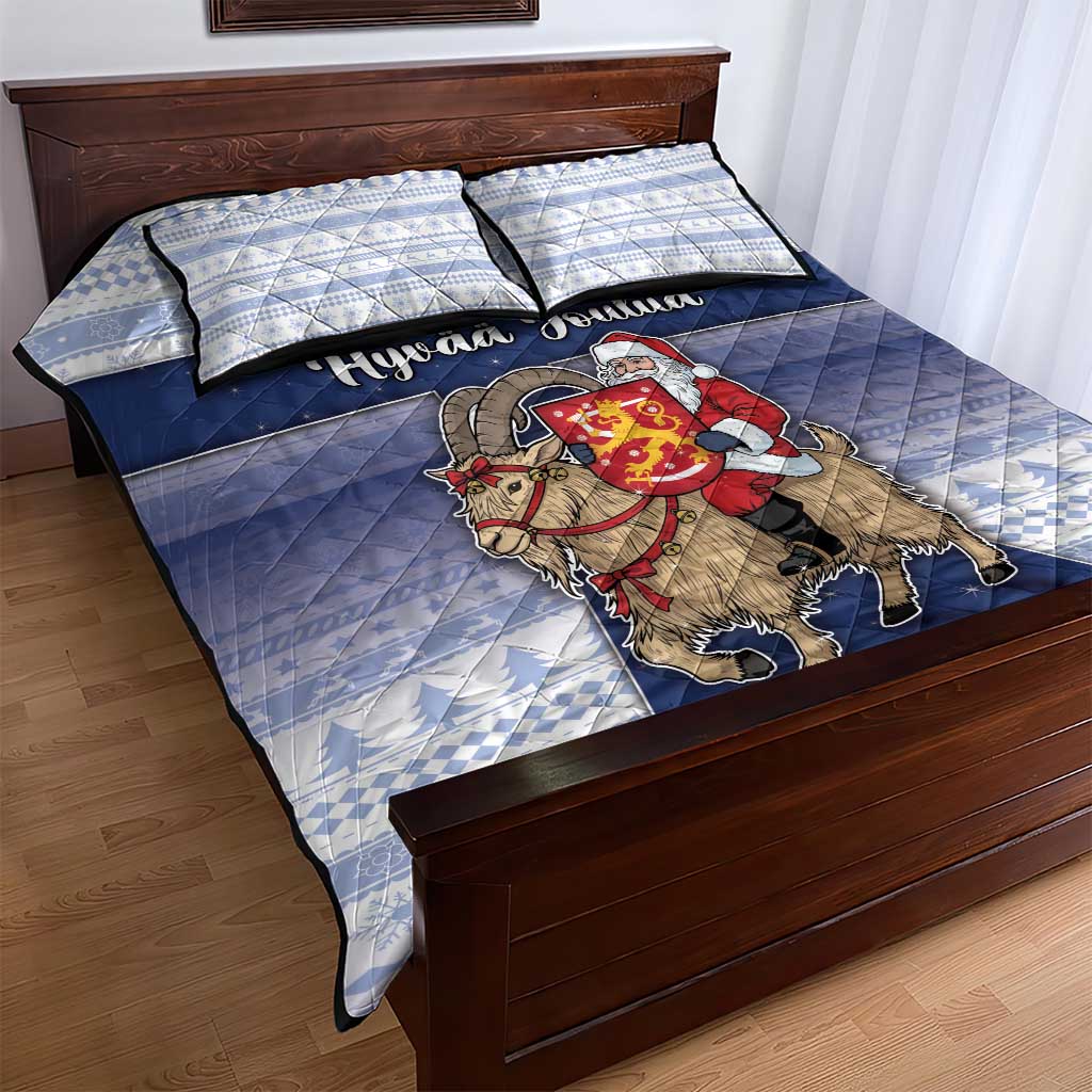 Finland Christmas Quilt Bed Set Joulupukki With Coat Of Arms - Wonder Print Shop