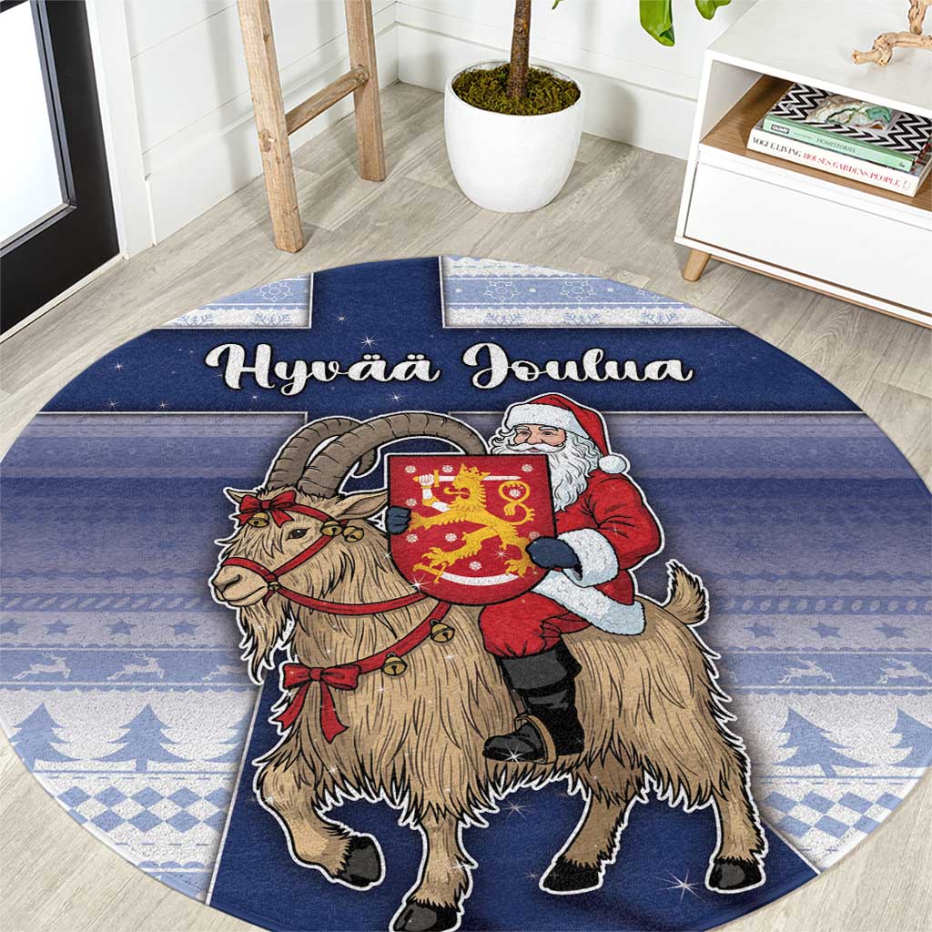 Finland Christmas Round Carpet Joulupukki With Coat Of Arms - Wonder Print Shop