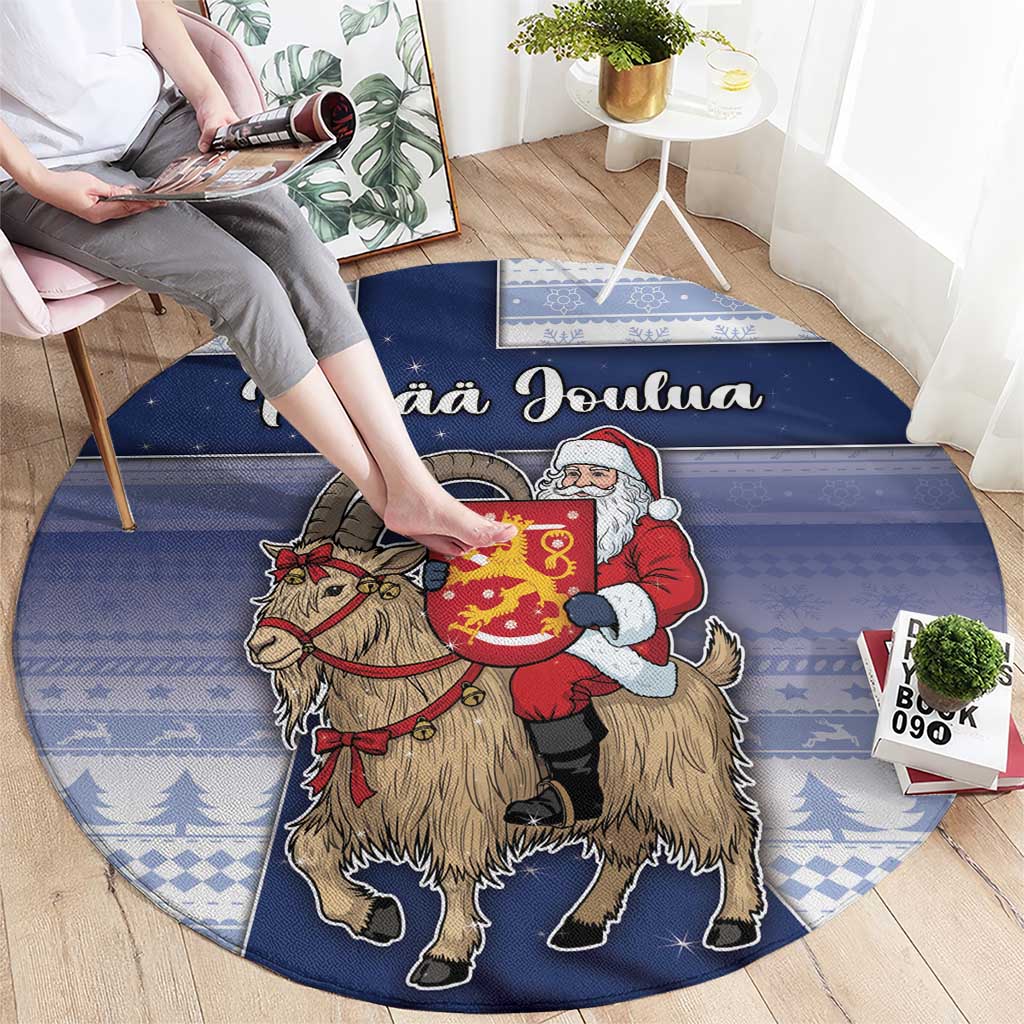 Finland Christmas Round Carpet Joulupukki With Coat Of Arms - Wonder Print Shop