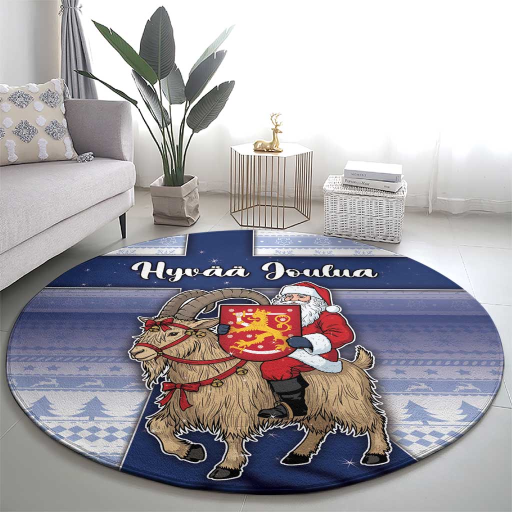 Finland Christmas Round Carpet Joulupukki With Coat Of Arms - Wonder Print Shop