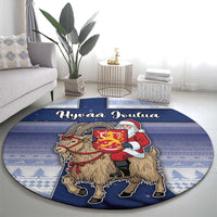 Finland Christmas Round Carpet Joulupukki With Coat Of Arms - Wonder Print Shop