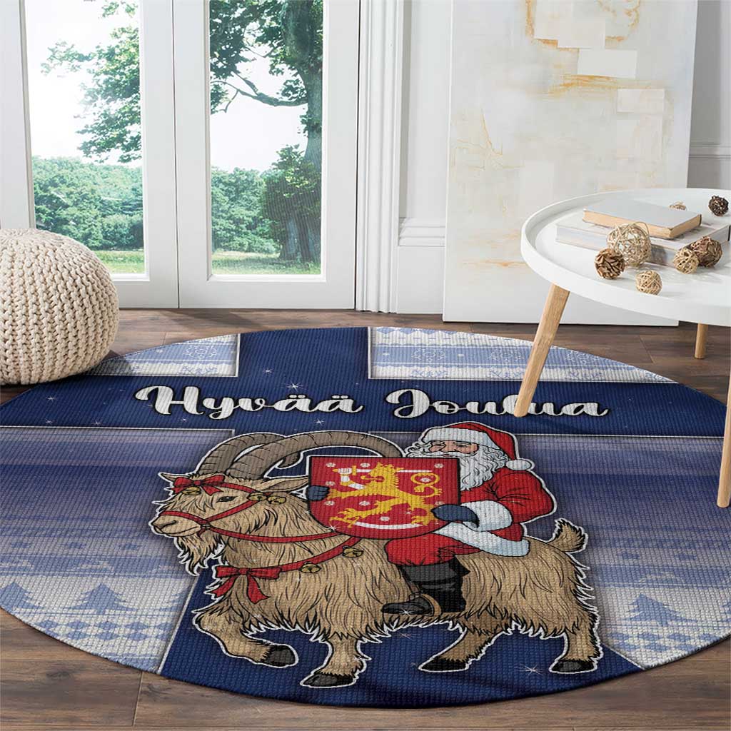 Finland Christmas Round Carpet Joulupukki With Coat Of Arms - Wonder Print Shop