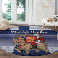 Finland Christmas Round Carpet Joulupukki With Coat Of Arms - Wonder Print Shop