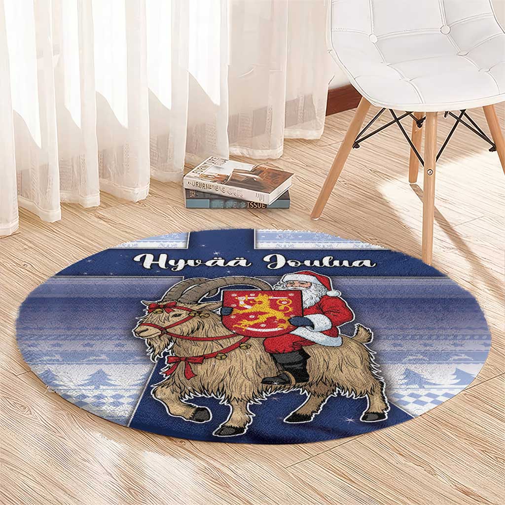 Finland Christmas Round Carpet Joulupukki With Coat Of Arms - Wonder Print Shop