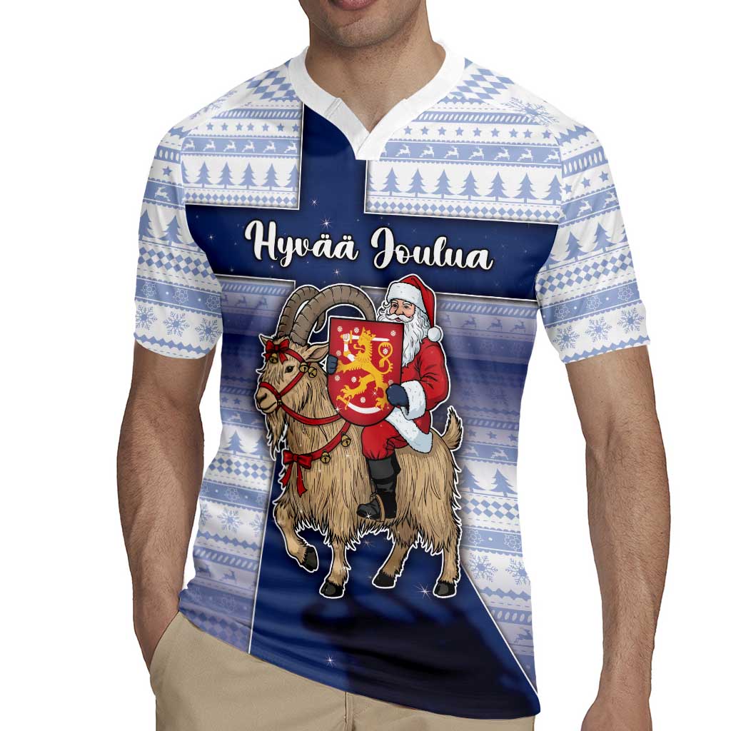 Finland Christmas Rugby Jersey Joulupukki With Coat Of Arms - Wonder Print Shop