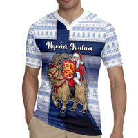 Finland Christmas Rugby Jersey Joulupukki With Coat Of Arms - Wonder Print Shop
