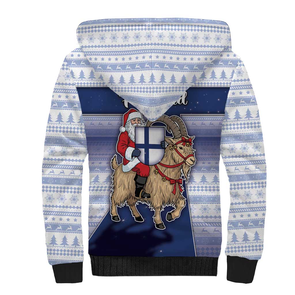 Finland Christmas Sherpa Hoodie Joulupukki With Coat Of Arms - Wonder Print Shop