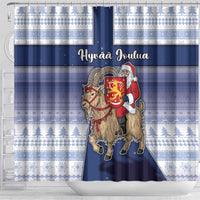 Finland Christmas Shower Curtain Joulupukki With Coat Of Arms - Wonder Print Shop
