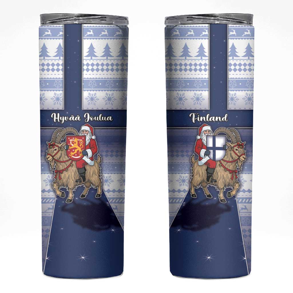 Finland Christmas Skinny Tumbler Joulupukki With Coat Of Arms - Wonder Print Shop
