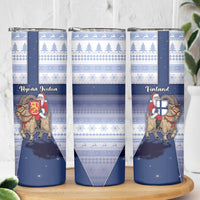 Finland Christmas Skinny Tumbler Joulupukki With Coat Of Arms - Wonder Print Shop