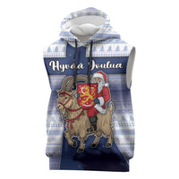 Finland Christmas Sleeveless Hoodie Joulupukki With Coat Of Arms - Wonder Print Shop