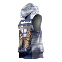 Finland Christmas Sleeveless Hoodie Joulupukki With Coat Of Arms - Wonder Print Shop