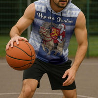 Finland Christmas Sleeveless Hoodie Joulupukki With Coat Of Arms - Wonder Print Shop