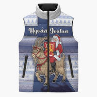 Finland Christmas Sleeveless Puffer Jacket Joulupukki With Coat Of Arms - Wonder Print Shop