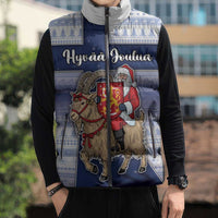 Finland Christmas Sleeveless Puffer Jacket Joulupukki With Coat Of Arms - Wonder Print Shop