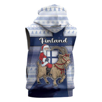 Finland Christmas Sleeveless Zip Hoodie Joulupukki With Coat Of Arms - Wonder Print Shop