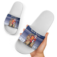 Finland Christmas Slide Sandals Joulupukki With Coat Of Arms - Wonder Print Shop