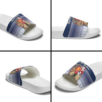 Finland Christmas Slide Sandals Joulupukki With Coat Of Arms - Wonder Print Shop