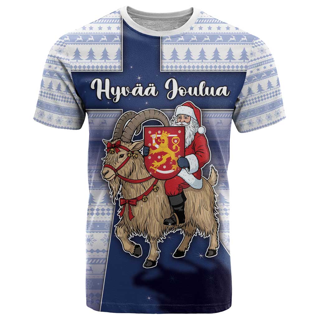 Finland Christmas T Shirt Joulupukki With Coat Of Arms - Wonder Print Shop