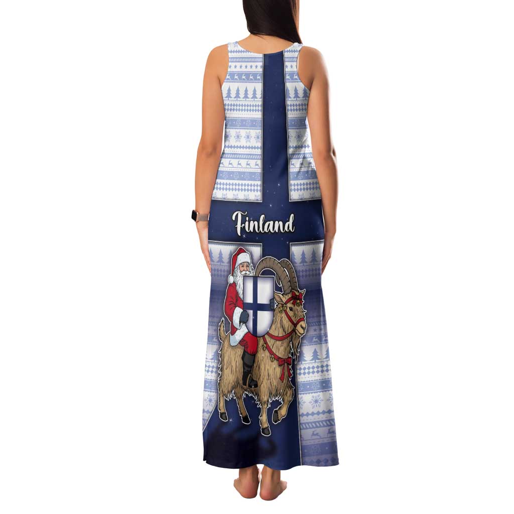 Finland Christmas Tank Maxi Dress Joulupukki With Coat Of Arms - Wonder Print Shop