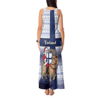 Finland Christmas Tank Maxi Dress Joulupukki With Coat Of Arms - Wonder Print Shop