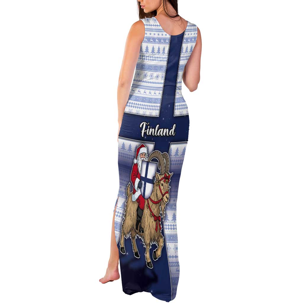 Finland Christmas Tank Maxi Dress Joulupukki With Coat Of Arms - Wonder Print Shop