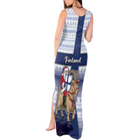 Finland Christmas Tank Maxi Dress Joulupukki With Coat Of Arms - Wonder Print Shop