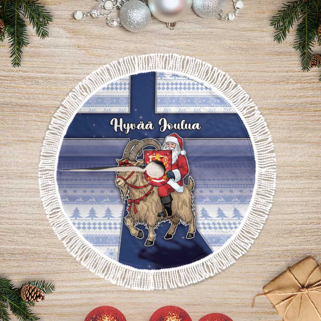 Finland Christmas Tree Skirt Joulupukki With Coat Of Arms - Wonder Print Shop