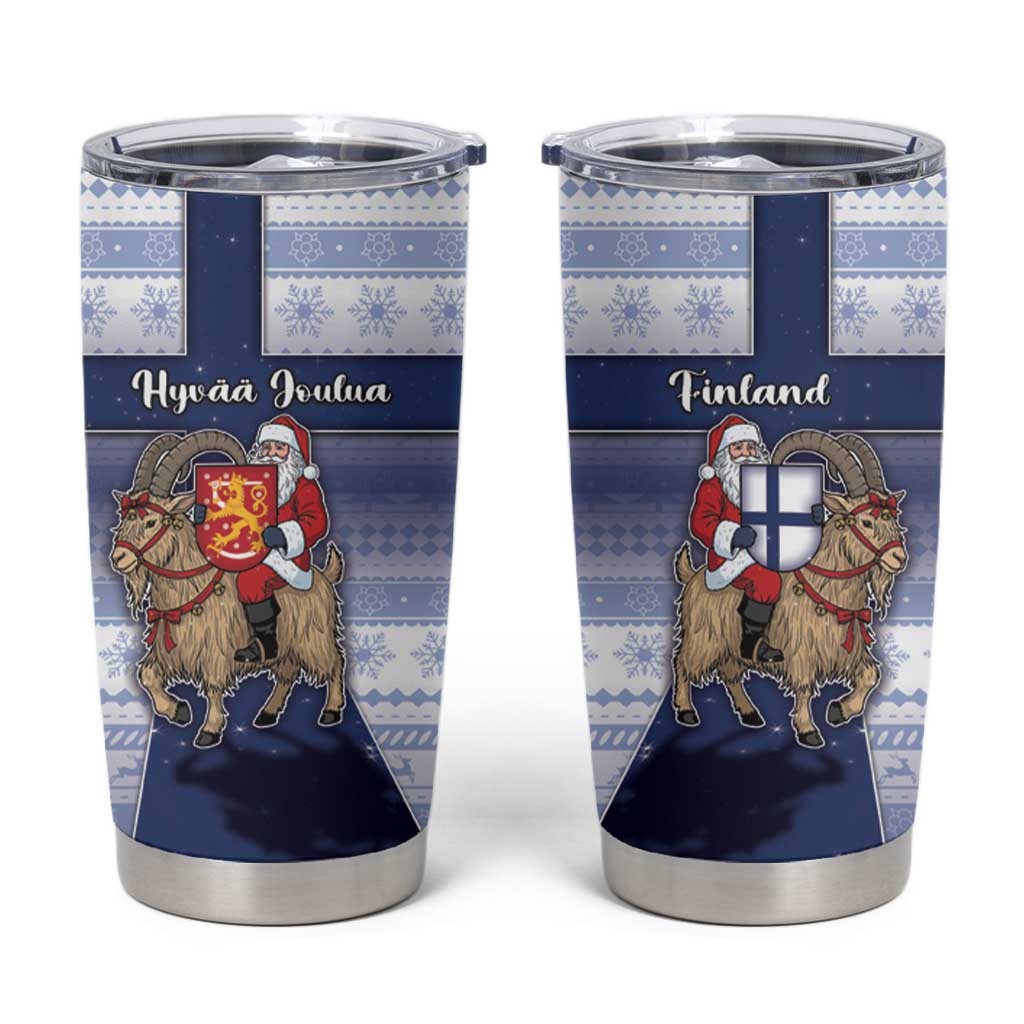 Finland Christmas Tumbler Cup Joulupukki With Coat Of Arms - Wonder Print Shop