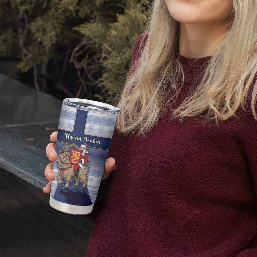Finland Christmas Tumbler Cup Joulupukki With Coat Of Arms - Wonder Print Shop