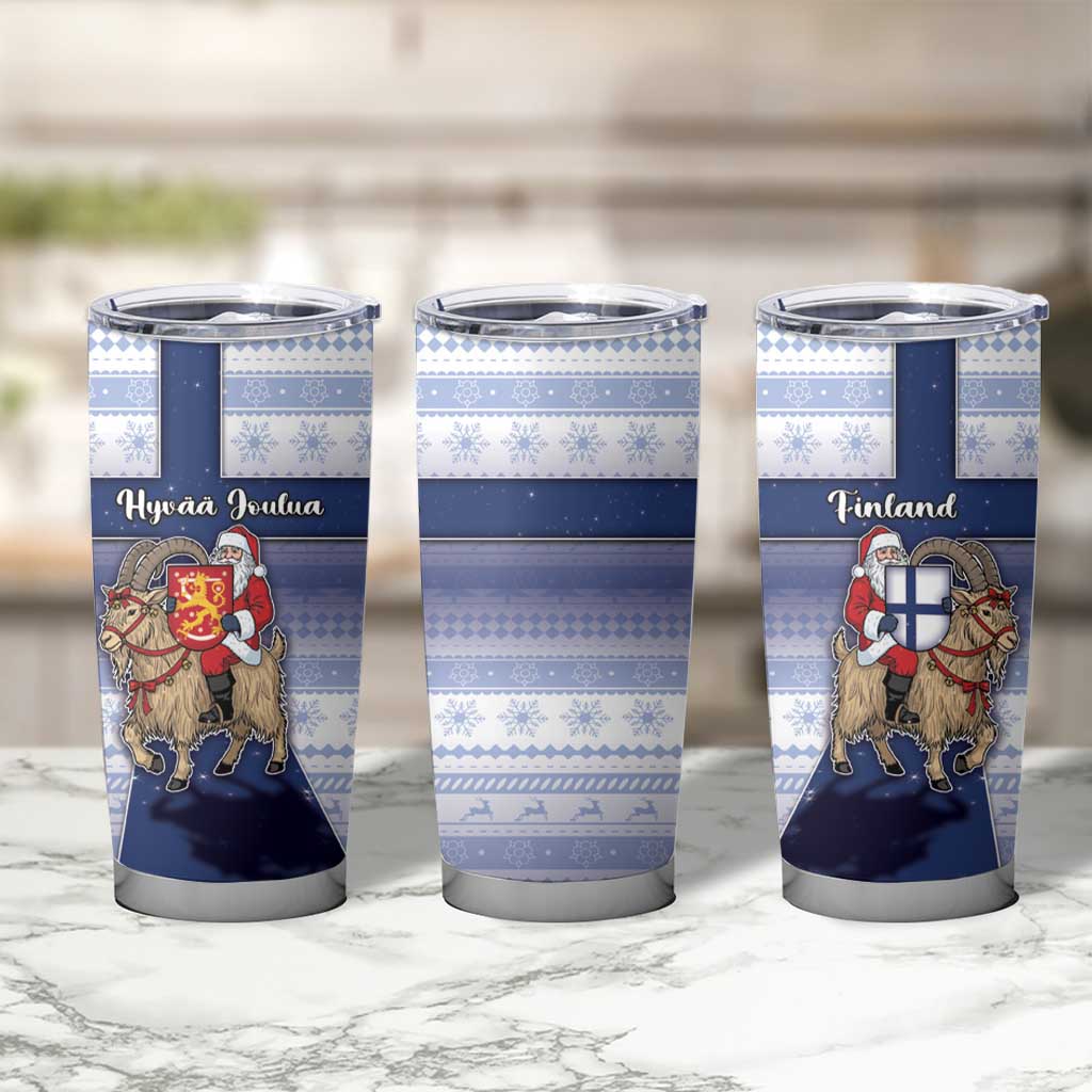 Finland Christmas Tumbler Cup Joulupukki With Coat Of Arms - Wonder Print Shop