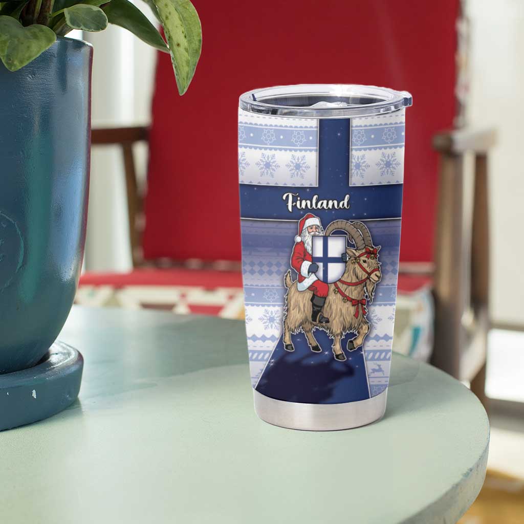 Finland Christmas Tumbler Cup Joulupukki With Coat Of Arms - Wonder Print Shop