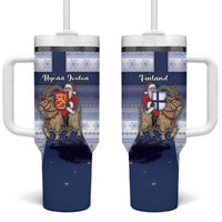 Finland Christmas Tumbler With Handle Joulupukki With Coat Of Arms - Wonder Print Shop
