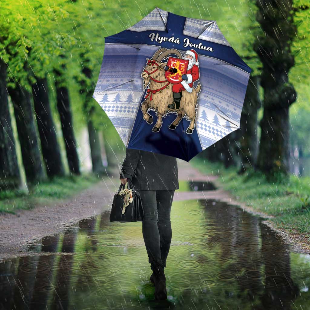 Finland Christmas Umbrella Joulupukki With Coat Of Arms - Wonder Print Shop