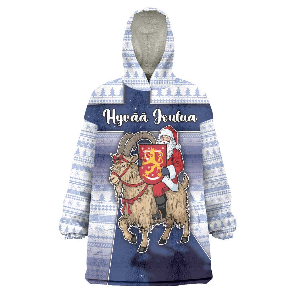 Finland Christmas Wearable Blanket Hoodie Joulupukki With Coat Of Arms - Wonder Print Shop