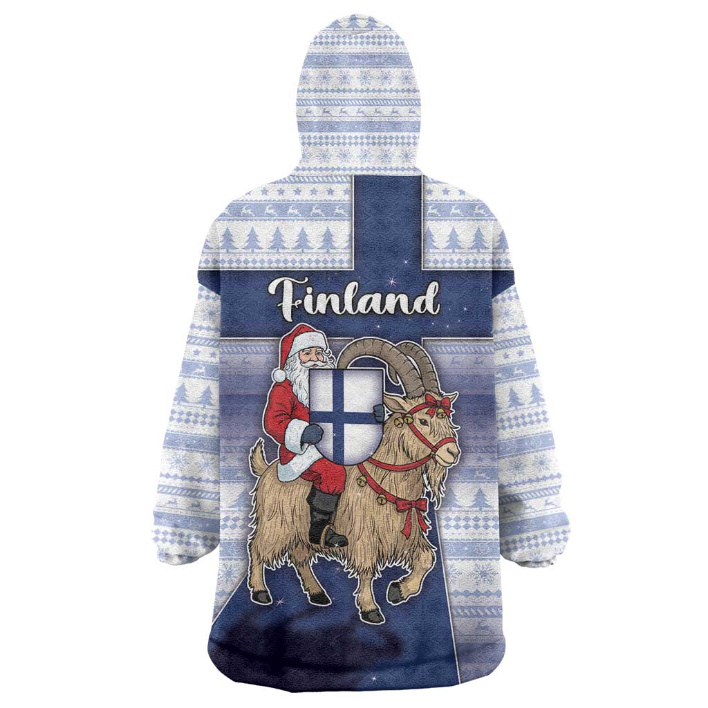 Finland Christmas Wearable Blanket Hoodie Joulupukki With Coat Of Arms - Wonder Print Shop