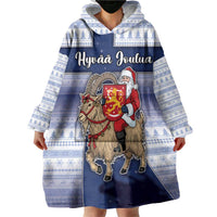 Finland Christmas Wearable Blanket Hoodie Joulupukki With Coat Of Arms - Wonder Print Shop
